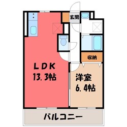 西川田駅 徒歩18分 3階の物件間取画像